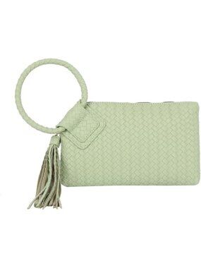 Women's Mint Leather Formal Purse Wristlet Wallet Casual Evening Handbag